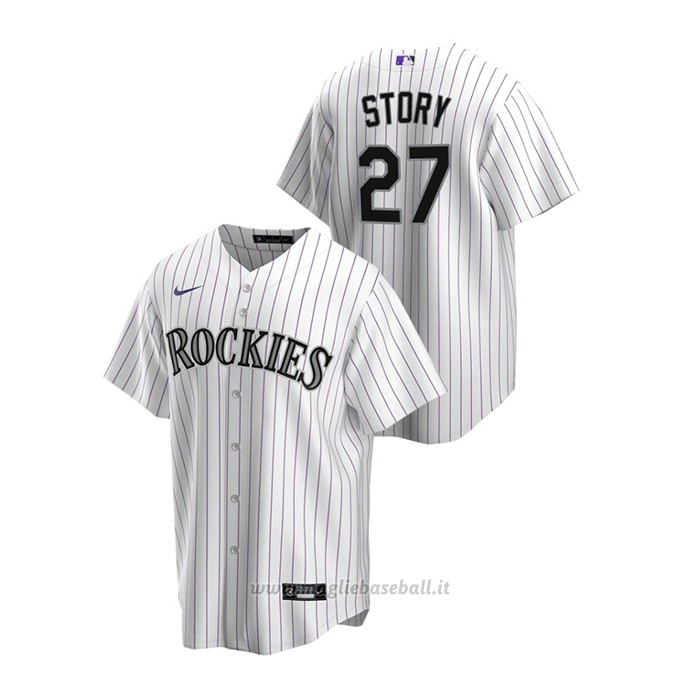 Maglia Baseball Uomo Colorado Rockies Trevor Story Replica Primera Bianco